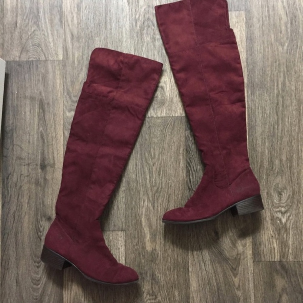 {Charlotte Ronson} Plum Suede Over the Knee Boots